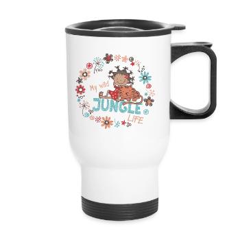 Ma vie sauvage dans la jungle - Tasse isotherme avec poignée - blanc - Devant