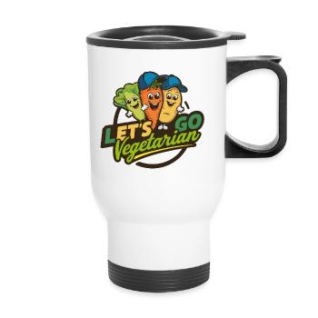 Sain, végétalien, végétarien, bien-être animal - Tasse isotherme avec poignée - blanc - Devant