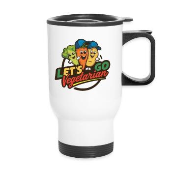Sain, végétalien, végétarien, bien-être animal - Tasse isotherme avec poignée - blanc - Devant
