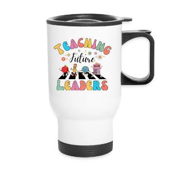 Retro Teaching Future Leaders Groovy Teacher - Tasse isotherme avec poignée - blanc - Devant