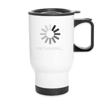 "Je pense" T-shirt drôle - Tasse isotherme avec poignée - blanc - Devant