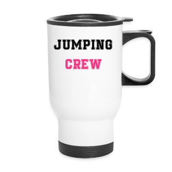 jumping trampoline girl jumping jump gift - Thermal mug with handle - white - Front