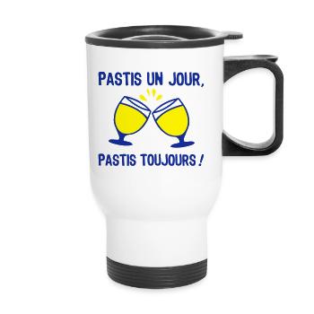pastis jour toujours verre alcool - Tasse isotherme avec poignée - blanc - Devant