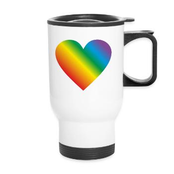 Lgbt Regenbogen Herz - Thermobecher mit Tragegriff - Weiß - Vorne