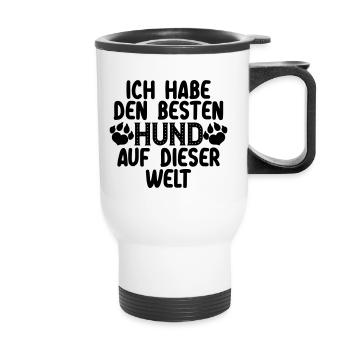 Farbe änderbar | Bester Hund - Thermobecher mit Tragegriff - Weiß - Vorne