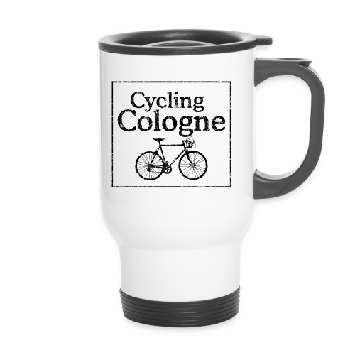 Cycling Cologne (Vintage Schwarz) Fahrrad in Köln - Thermobecher mit Tragegriff