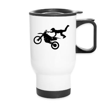 Motorcross - Thermobecher mit Tragegriff - Weiß - Vorne