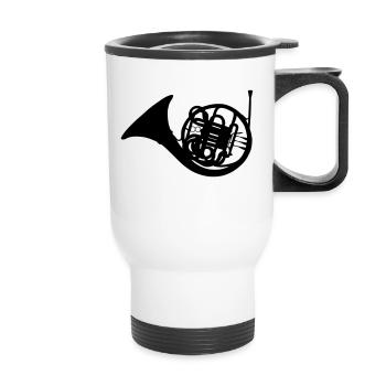 Horn Musikinstrument - Thermobecher mit Tragegriff - Weiß - Vorne