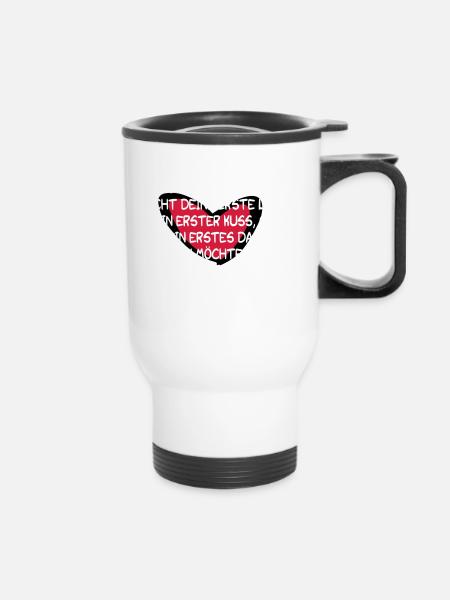 Liebeserklärung (ER) zum Valentinstag Geschenkidee - Thermobecher mit Tragegriff - Weiß
