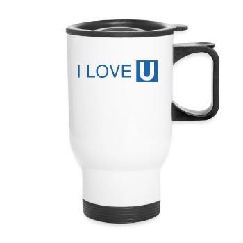 I Love Subway Blue Gift Idea - Thermal mug with handle - white - Front