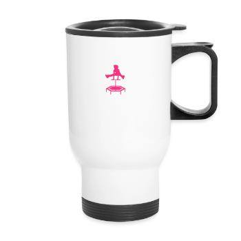 jumping trampoline girl jumping jump gift - Thermal mug with handle - white - Front