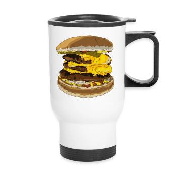 Burger Cheeseburger Gigant - Thermobecher mit Tragegriff - Weiß - Vorne