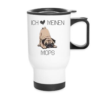 ich liebe meinen Mops - Thermobecher mit Tragegriff - Weiß - Vorne