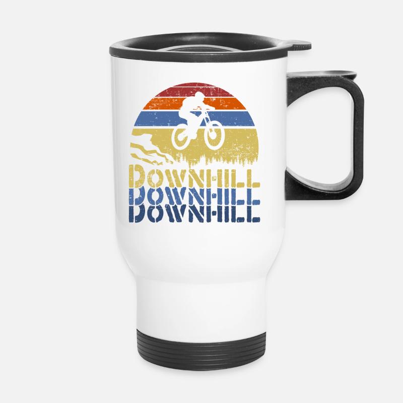 Downhill MTB mountain biker gift - Thermal mug with handle - white
