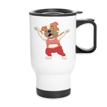 Chien fitness gym chien de sport - Tasse isotherme avec poignée - blanc - Devant