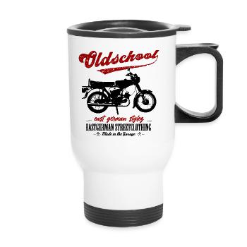 Oldschool Simson S51 - RDA - Allemagne de l’Est - stylez - Tasse isotherme avec poignée - blanc - Devant