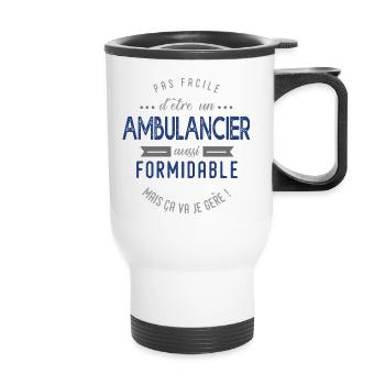 ambulancier Cadeau papa ambulancier formidable - Tasse isotherme avec poignée - blanc - Devant
