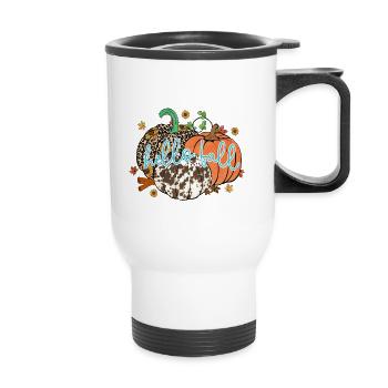 Hello Fall - Thermal mug with handle - white - Front