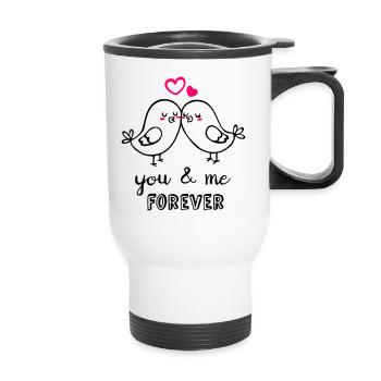Love birds - Thermal mug with handle - white - Front
