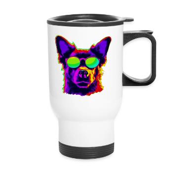 Stylish four-legged friend with sunglasses - Thermal mug with handle - white - Front