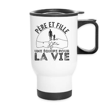 Papa et Fille Humour Papi Drôle Fete des Père - Tasse isotherme avec poignée - blanc - Devant