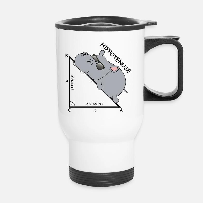 Hippotenuse | Nilpferd, Mathematik, Hypotenuse - Thermobecher mit Tragegriff - Weiß