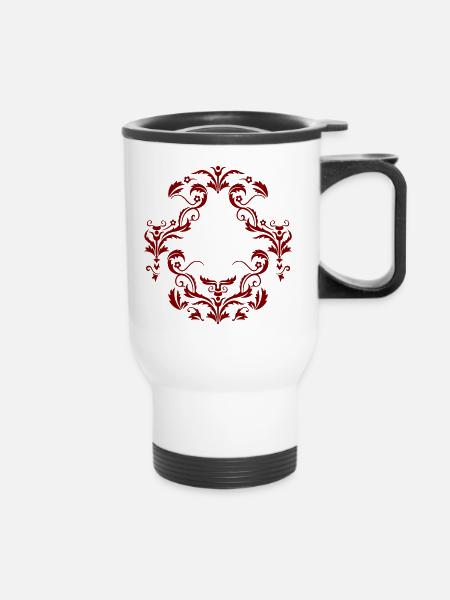 Ornament Fantasie - Thermobecher mit Tragegriff - Weiß