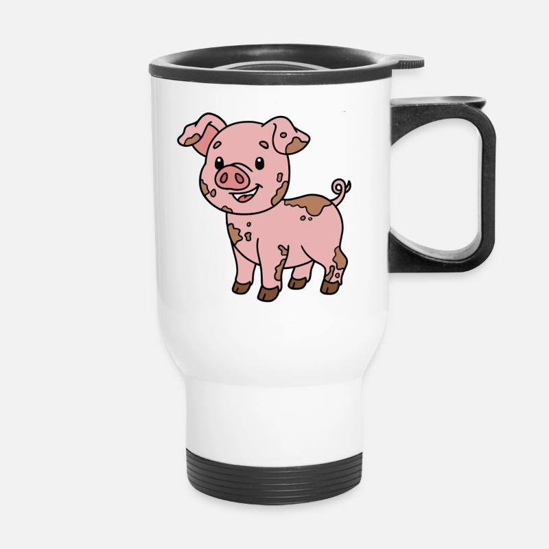 Cochon - Tasse isotherme avec poignée - blanc