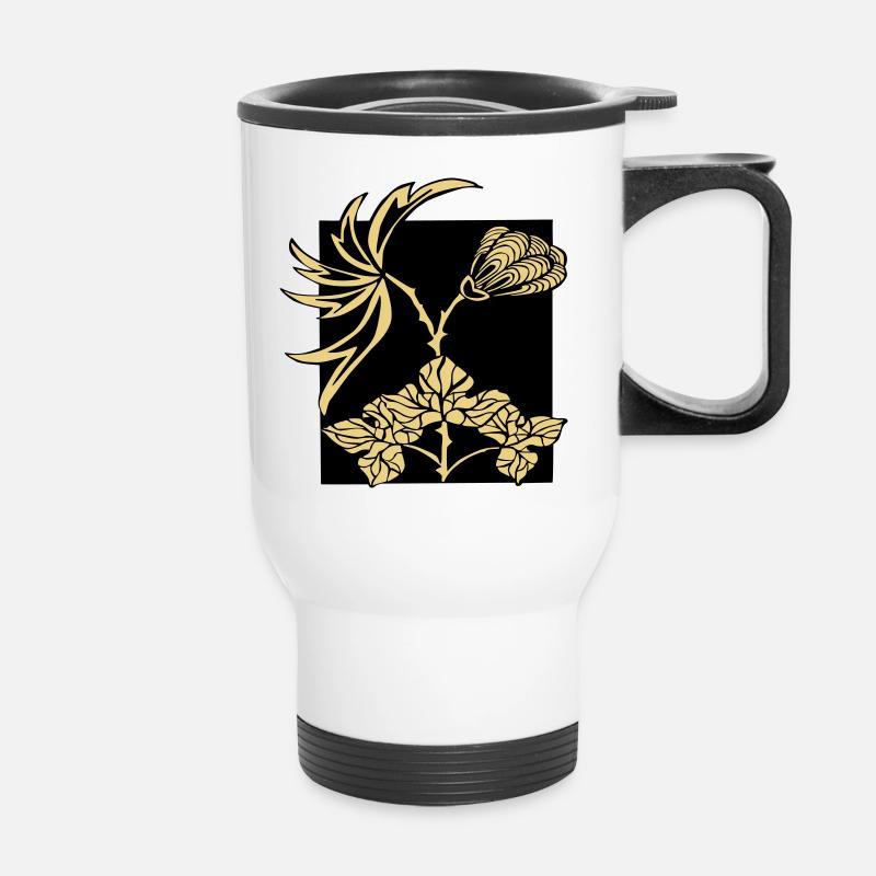 Ornament Blumen - Thermobecher mit Tragegriff - Weiß