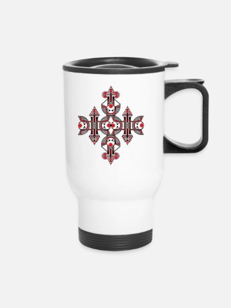 Einzigartiges Weihnachtsdesign - Thermobecher mit Tragegriff - Weiß