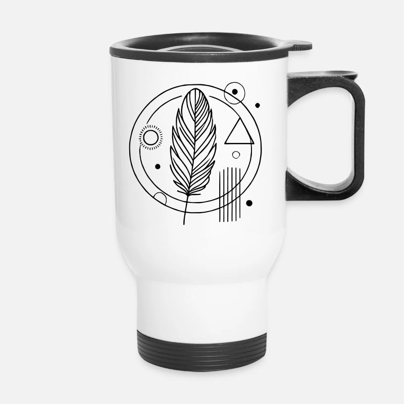 Boho & Zen – Stylish Feather Art for Nature Lovers - Thermal mug with handle - white