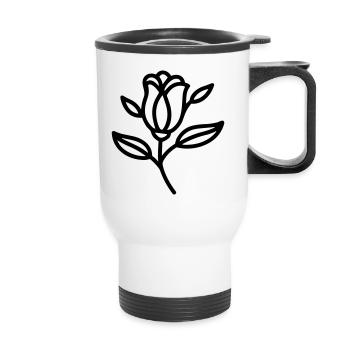 Pink Flower - Thermal mug with handle - white - Front