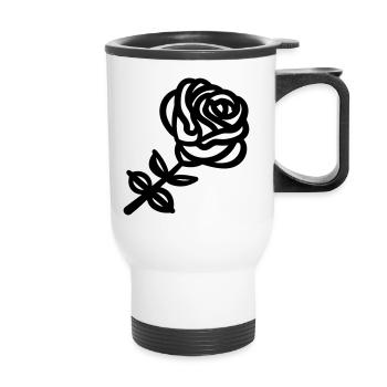 Rosa Blume - Thermobecher mit Tragegriff - Weiß - Vorne