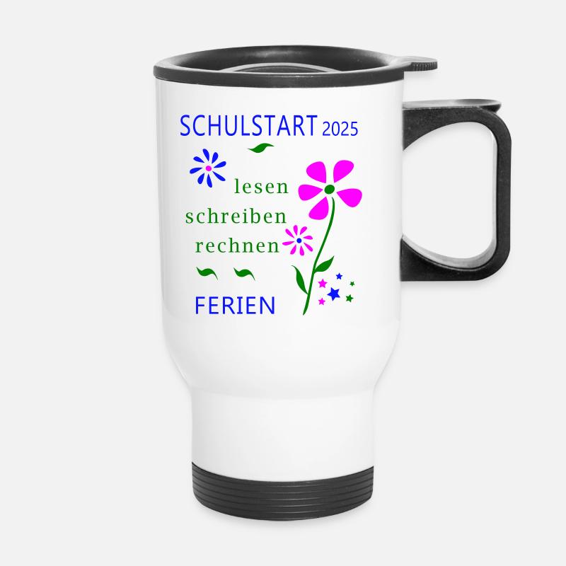 Schulstart 2025 - Thermobecher mit Tragegriff - Weiß