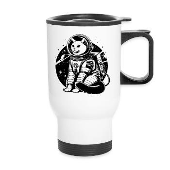 Chat astronaute - Tasse isotherme avec poignée - blanc - Devant