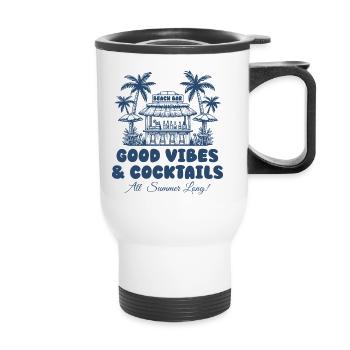 Bar de plage - Ambiance estivale et cocktails - Tasse isotherme avec poignée - blanc - Devant