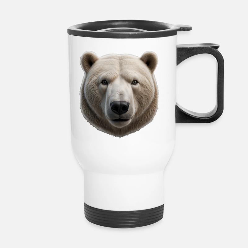 Majestic Polar Bear Face Design - Thermal mug with handle - white