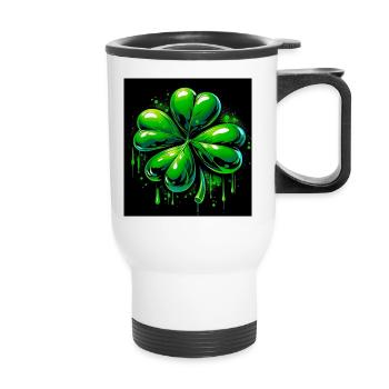 Trèfle à quatre feuilles - Tasse isotherme avec poignée - blanc - Devant