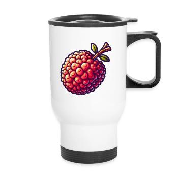 Lychee Pop Art Red - Thermal mug with handle - white - Front
