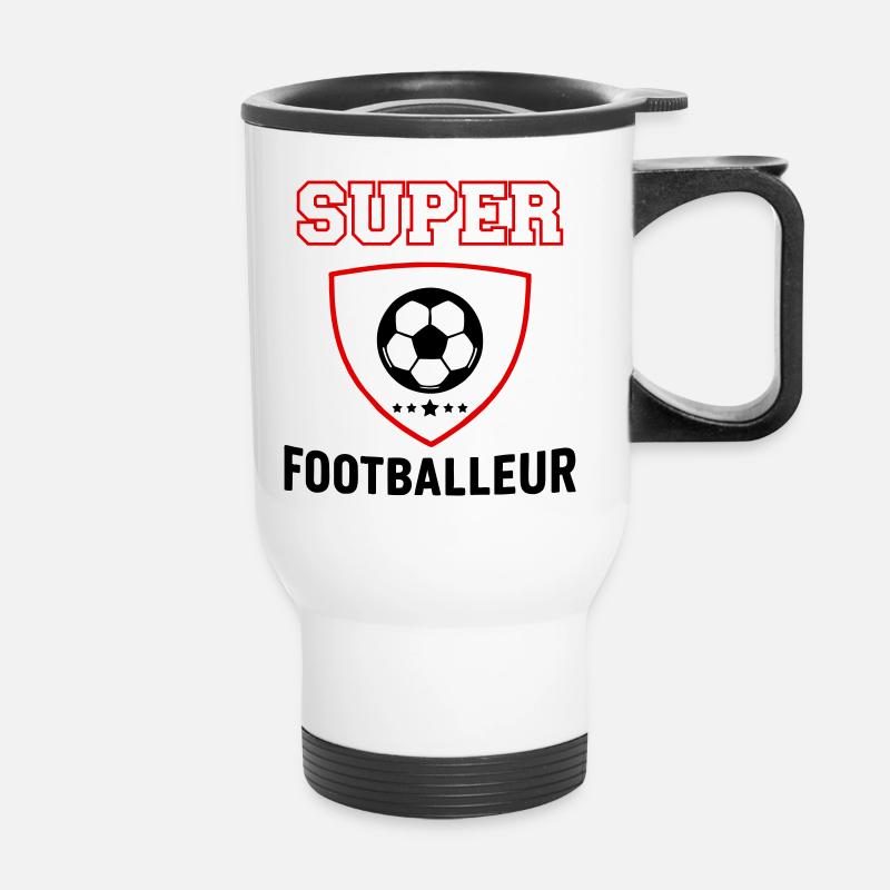 Superfußballer, Vatertag, Weihnachten - Thermobecher mit Tragegriff - Weiß