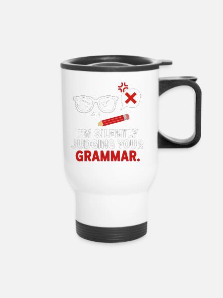 Stille Grammatik Richter T-Shirt - Thermobecher mit Tragegriff - Weiß