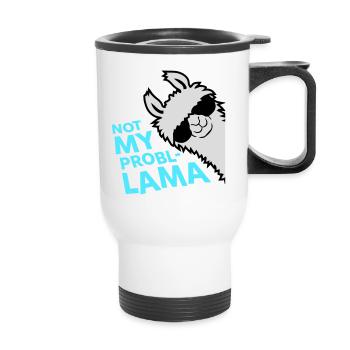 Lama Not My Problama Cool Sonnenbrille Seitlich - Thermobecher mit Tragegriff - Weiß - Vorne