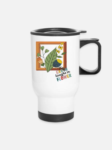 Blumenbild - Thermobecher mit Tragegriff - Weiß