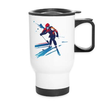 Biathlète dans le tourbillon de couleurs - Tasse isotherme avec poignée - blanc - Devant