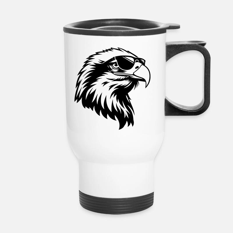 Cool eagle with sunglasses - Thermal mug with handle - white