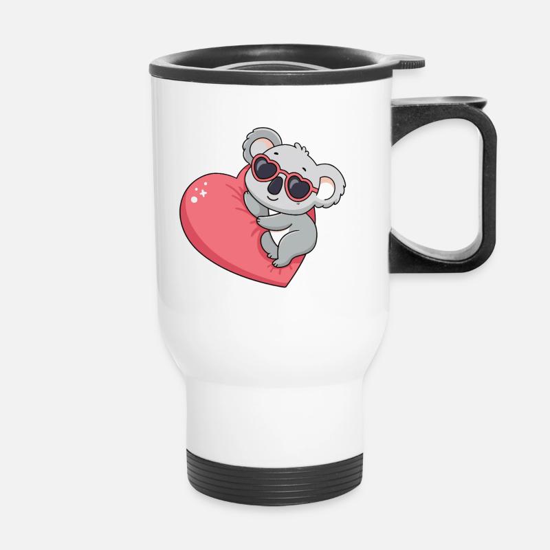 Koala Heart Glasses Kawaii - Thermal mug with handle - white