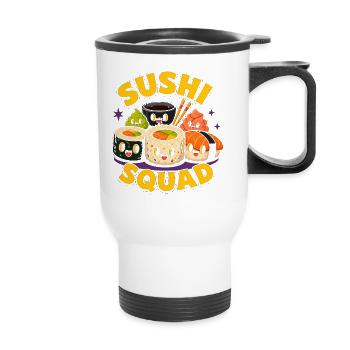 Troupe de sushi Cuisine japonaise drôle Sashimi Li - Tasse isotherme avec poignée - blanc - Devant