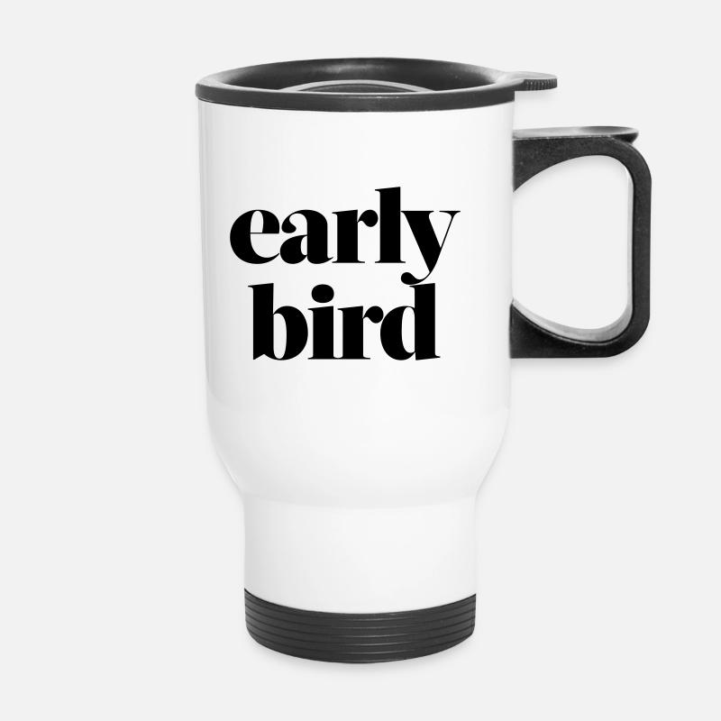 early bird Geschenk - Thermobecher mit Tragegriff - Weiß