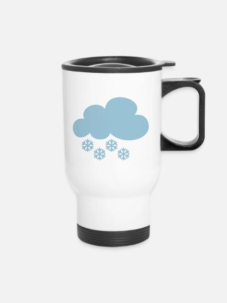 Schneewolke - Thermobecher mit Tragegriff - Weiß
