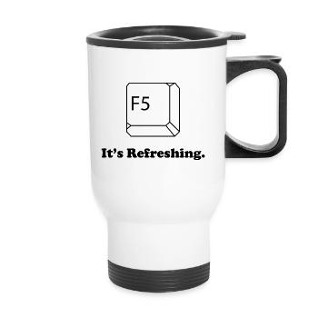 F5 It's Refreshing - Thermal mug with handle - white - Front